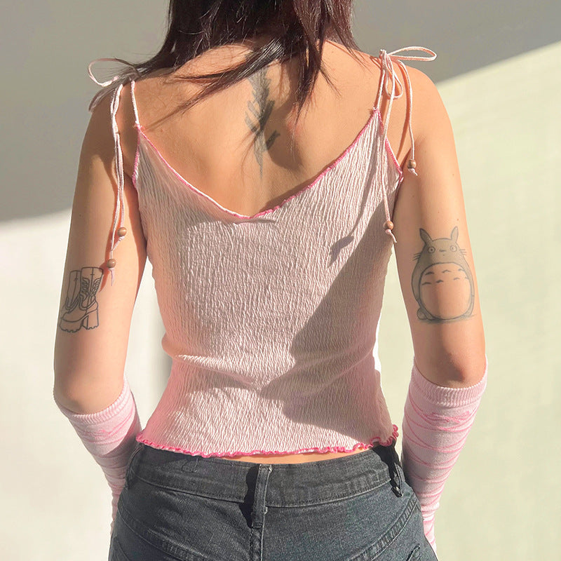 Tulip Mushroom Print Rib Tank Top Tops&Tees
