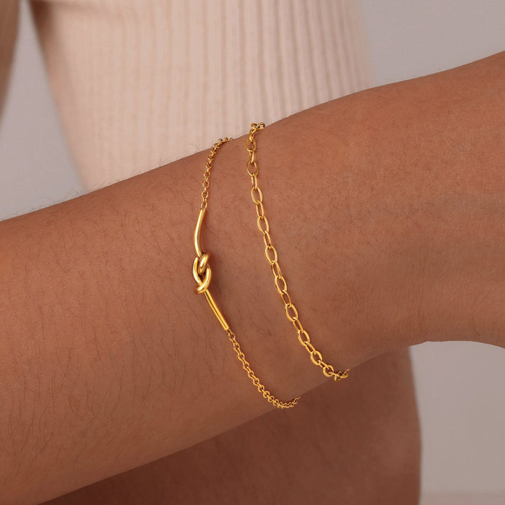 Copper Double-Layer Knotted Chain Bracelet Secondary image