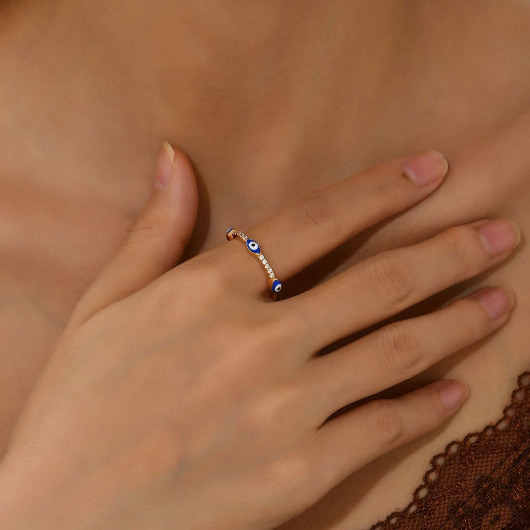 Minimalist Evil Eye Gold Plated Ring Secondary image