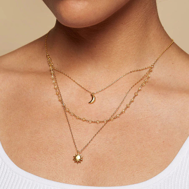 Stainless Steel Star Moon Fringe Choker Necklace Main image