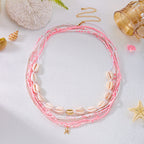 Boho Beaded Shell Starfish Layered Waist Chain
