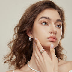 Baroque Pearl Open Geometric Ring