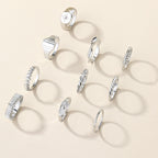 10-Piece Alloy Zirconia Statement Ring Set