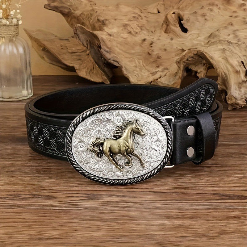 Vintage Horse Buckle Faux Leather Belt Secondary image