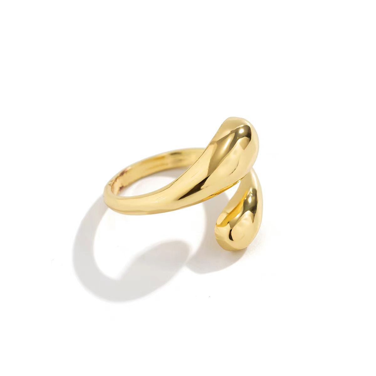 Glossy Teardrop Adjustable Open Wrap Ring