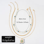 Long Pearl Octagram Star Pendant Layered Necklace