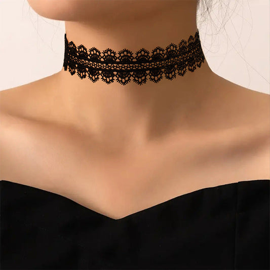 2024 Black Lace Gothic Punk Choker Necklace