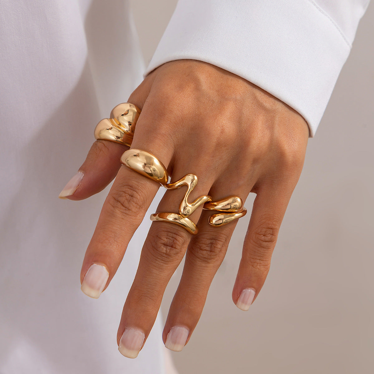 5-Piece Liquid Metal Ring Set Secondary image