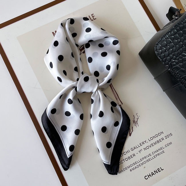 Polka Dot Square Neck Ribbon Head Scarf Main image