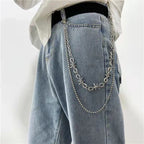 Punk Spike Metal Double Layer Waist Chain