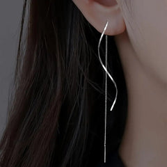 Wavy Spiral Drop Threader Earrings