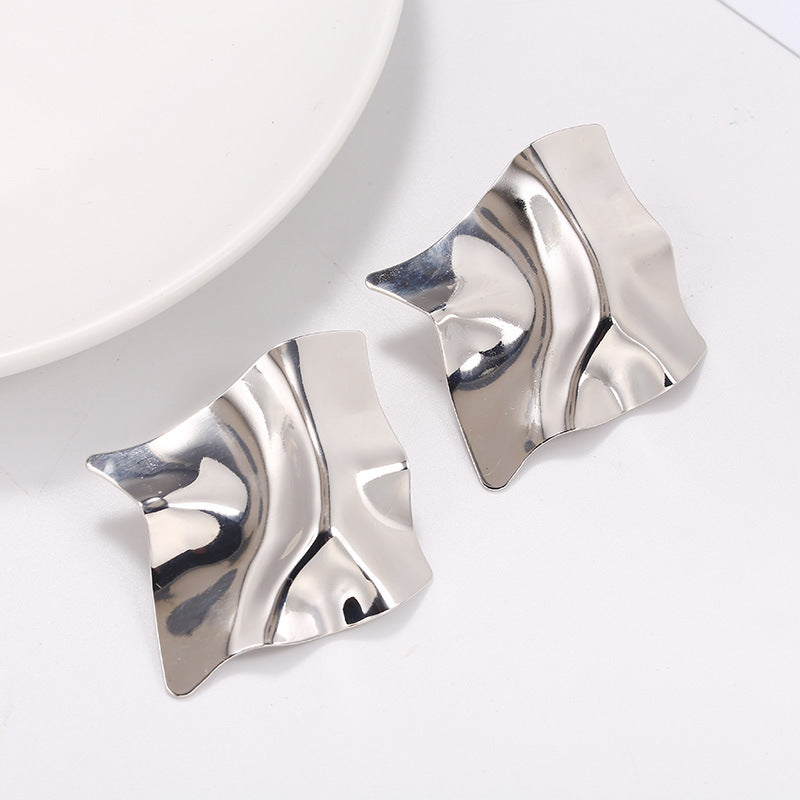 Asymmetrical Mirror Polished Statement Earrings