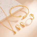 5 Piece Teardrop Pendant Bracelet Ring Earrings Necklace Set
