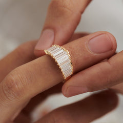 Crown Shape White Cut Zirconia Ring