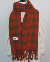 Reversible Polka Dot Fringe Christmas Scarf