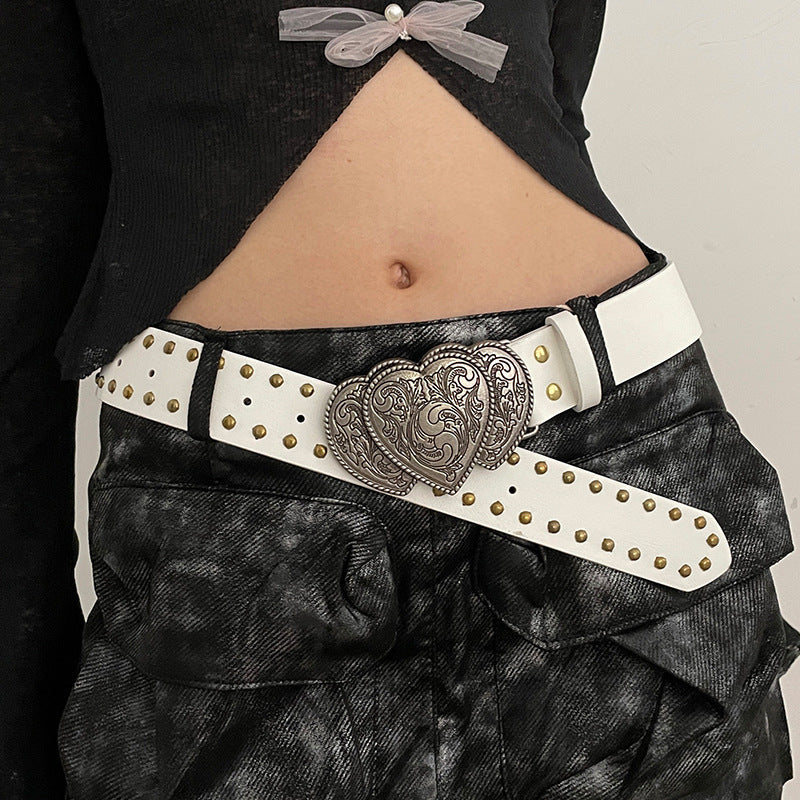 Vintage Heart Studded Leather Belt Secondary image