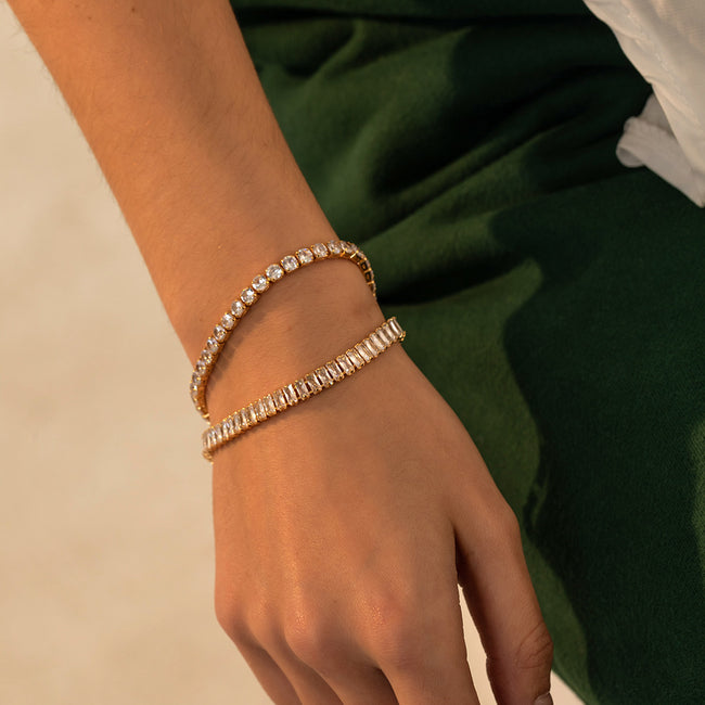18K Gold Plated Square Zirconia Tennis Chain Bracelet Main image