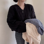 Cropped Brown Cable Knit Sweater Sweaters