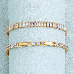 18K Gold Plated Square Zirconia Tennis Chain Bracelet