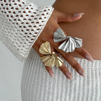 3D Ginkgo Leaf Sculpted Metal Knuckle Ring