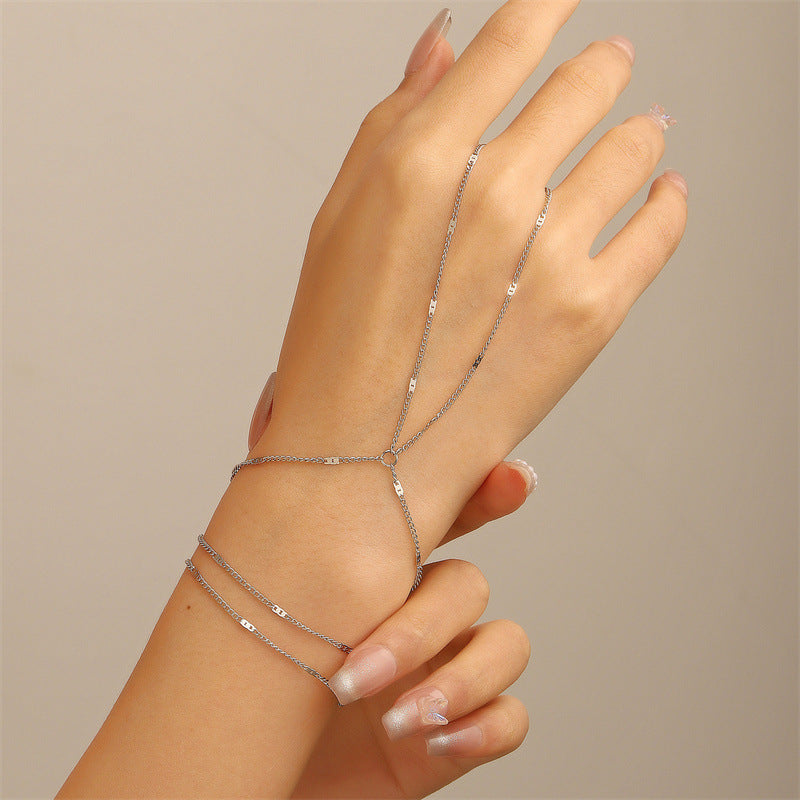 Simple Bead Accent Layered Finger Bracelet Secondary image