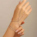 Simple Bead Accent Layered Finger Bracelet