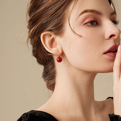 Red Cinnabar Hypoallergenic Hook Earrings