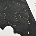 Long Teardrop Pendant Slide Chain Lariat Necklace