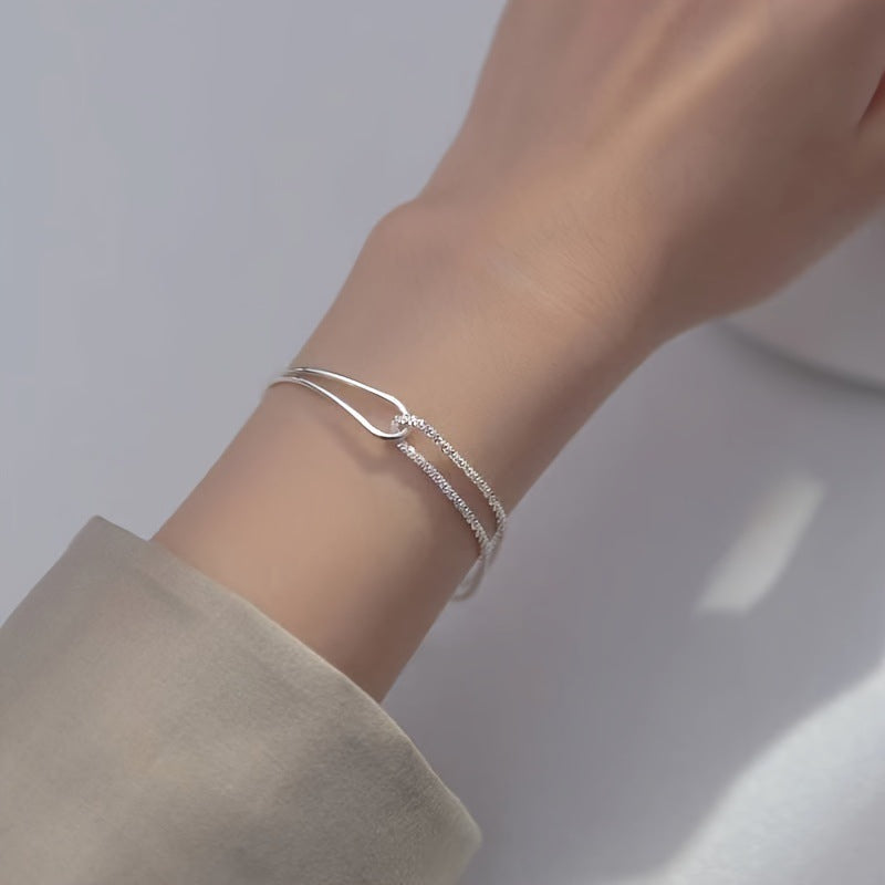 Chic Knotted Double-Layer Half Bangle Chain Bracelet