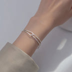 Chic Knotted Double-Layer Half Bangle Chain Bracelet