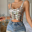 Silver Sequin Solid Backless Sexy Crop Top