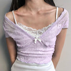 Patchwork Lace Crop Top Tops&Tees