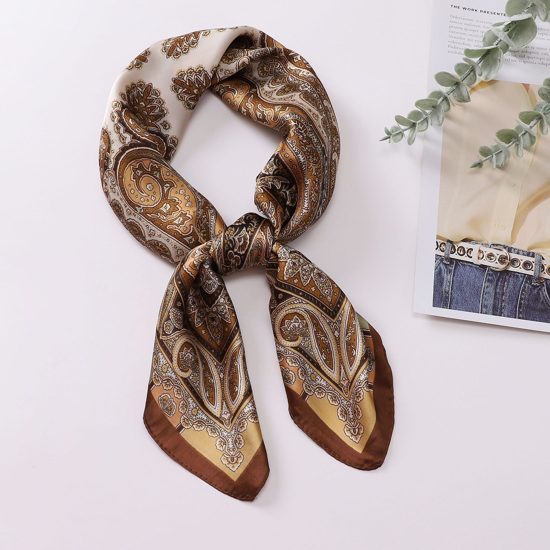Elegant Paisley Square Shirt Neck Scarf