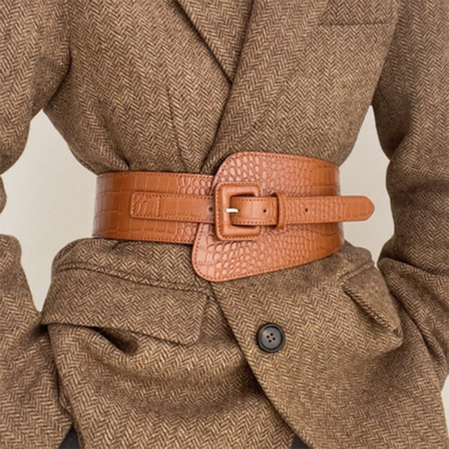 Vintage Croc Embossed Wide Waist Belt Main image