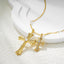 Hip Hop Style Bead Chain Cross Pendant Zirconia Necklace