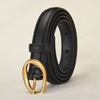 Vintage Glossy Edge Irregular Buckle Leather Belt