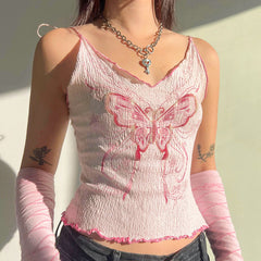Tulip Mushroom Print Rib Tank Top Tops&Tees
