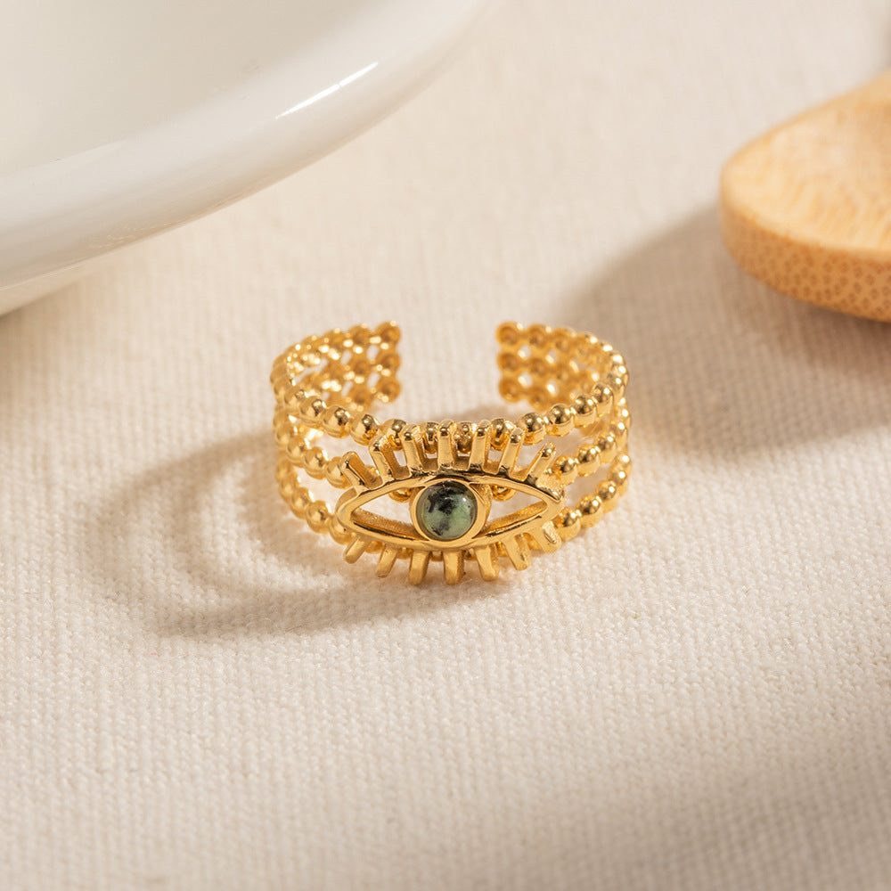 Evil Eye Gold Plated Stainless Steel Ring Secondary image