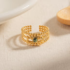Evil Eye Gold Plated Stainless Steel Ring