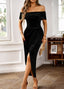 Velvet Off-the-shoulder Cocktail Dress S / Black