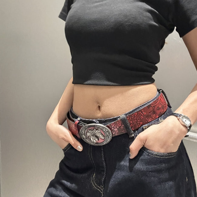 Wild Horse Buckle Embossed Belt Main image