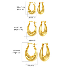 Gold Plated Hollow U-Shaped Oval Brass Earrings