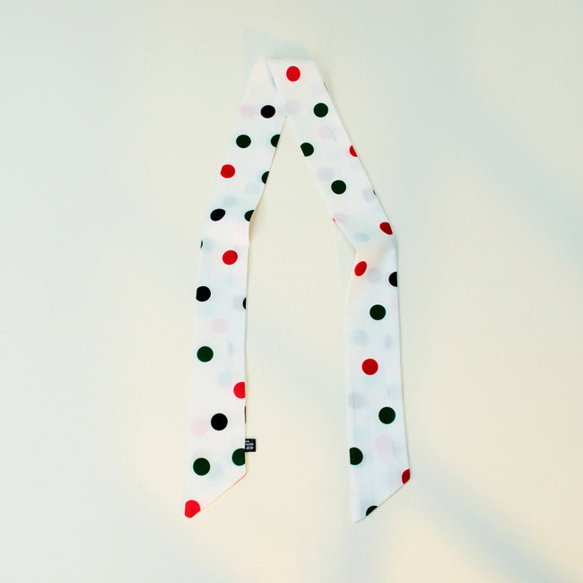 Polka Dot Skinny Long Neck Tie Ribbon Scarf Main image