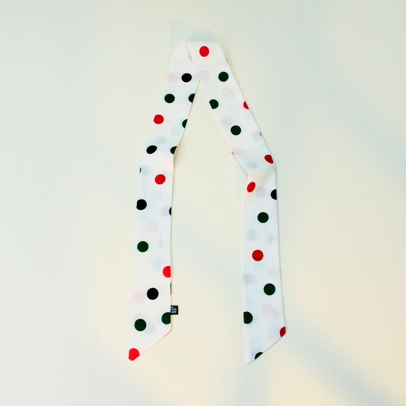 Polka Dot Skinny Long Neck Tie Ribbon Scarf Main image