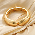 Polished Alloy Teardrop Coil Open Cuff Bracelet
