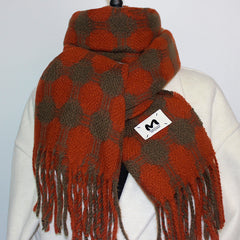 Reversible Polka Dot Fringe Christmas Scarf