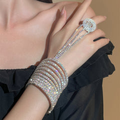 Multi Layer Rhinestone Stretch Finger Bracelet