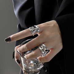 Vintage Textured Silver Open Index Ring