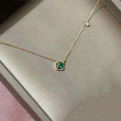 Emerald Square Pendant Jewelry Necklace