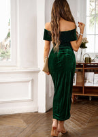 Velvet Off-the-shoulder Cocktail Dress